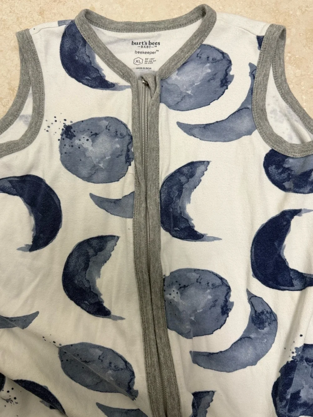 Bert’s Bees Moon Print Sleep Sack - Navy on White Size XL 18-24 months